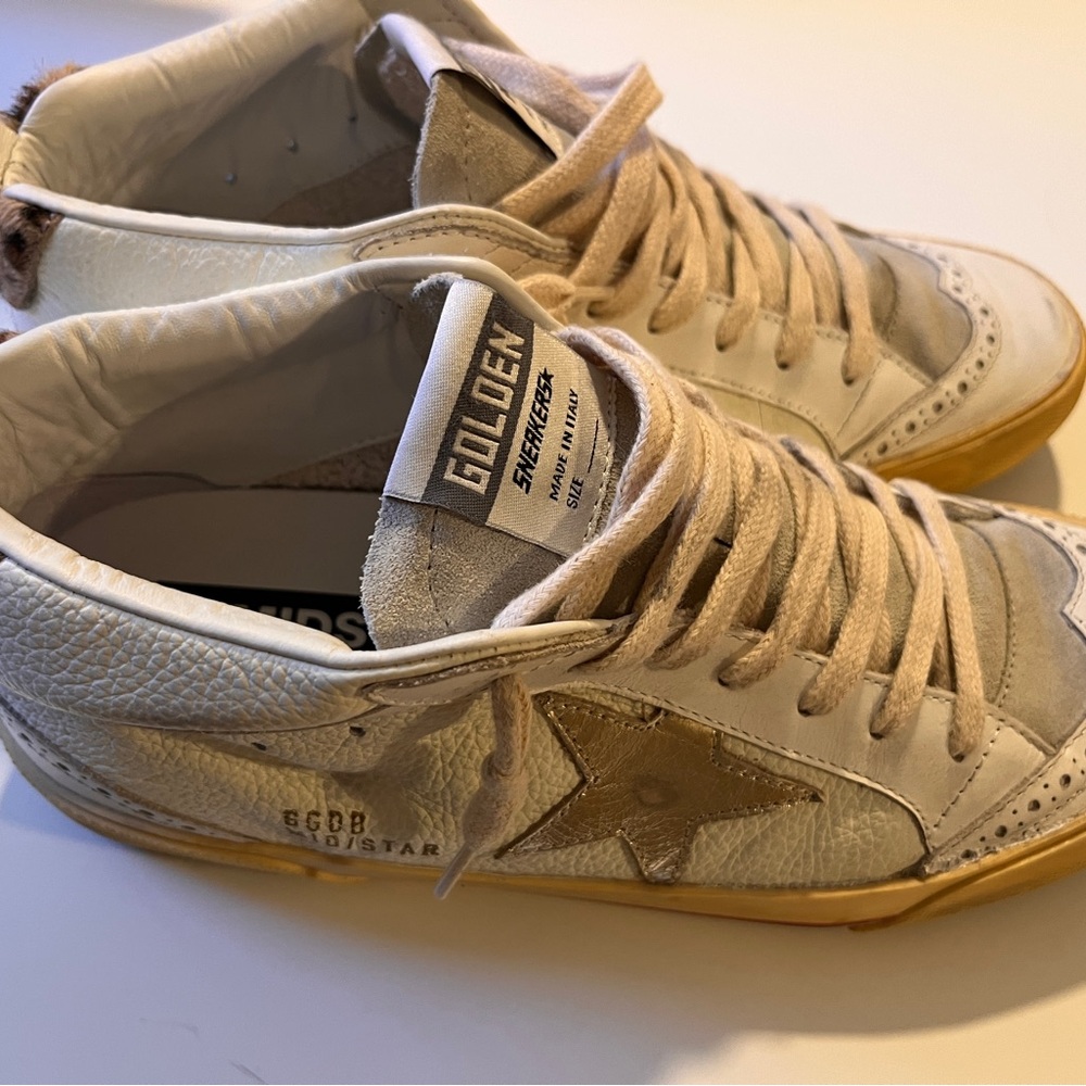 Golden Goose Midstar White and Tan Sneakers - Picture 2 of 14
